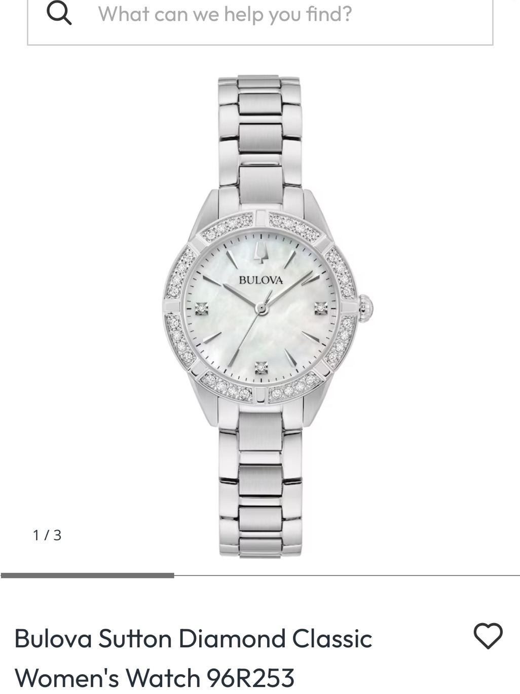 Bulova Womens Silver MotherOfPearl Dial Diamond Accent Watch